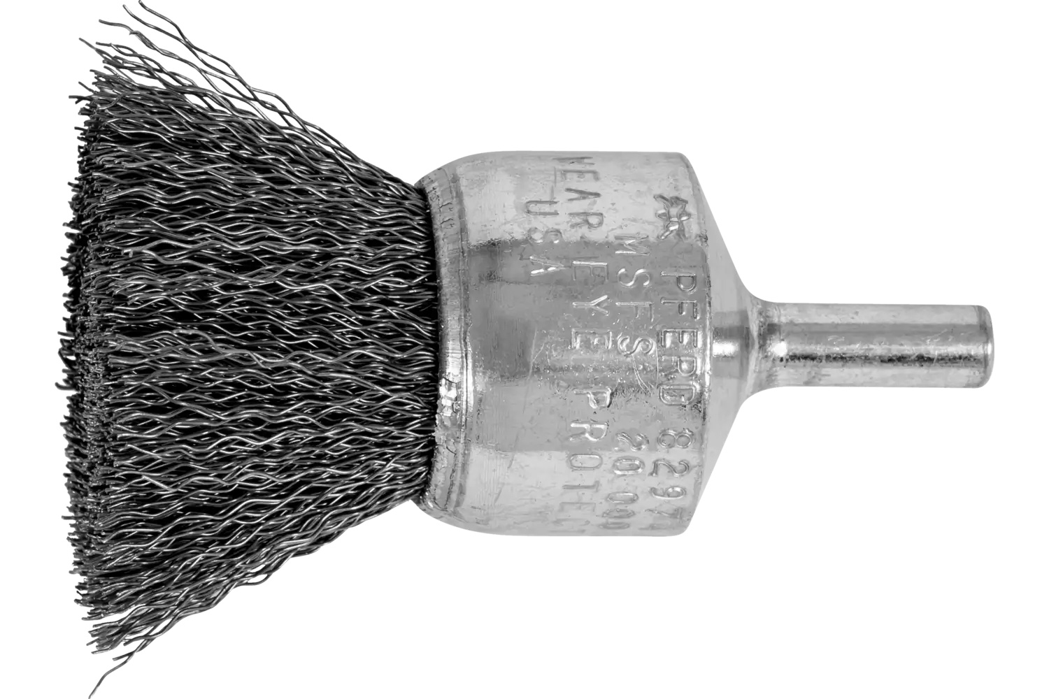 Picture of Pferd Crimped Wire End Brush 1" Dia. .010 Carbon Steel 1/4" Shank